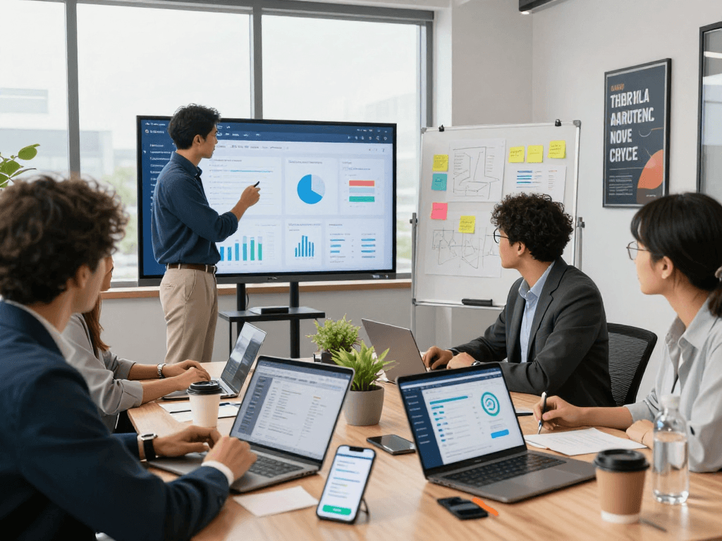 Boost your app visibility and buy app downloads effectively in a vibrant office setting.