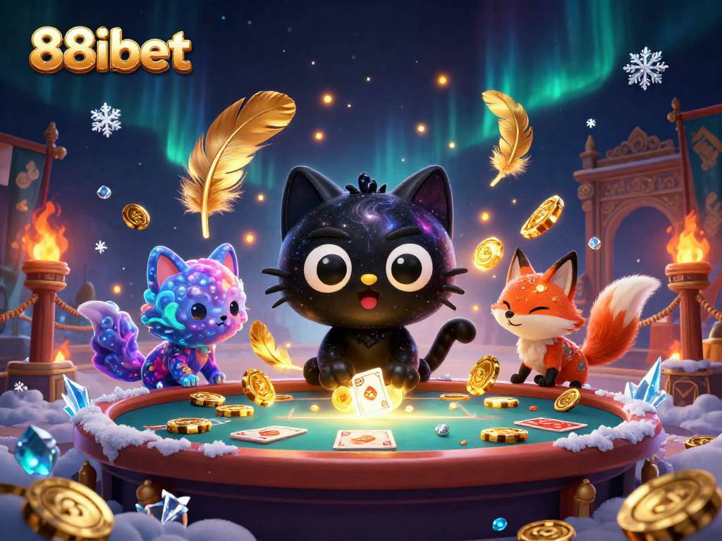 88ibet engages players at a cosmic casino table, showcasing thrilling gaming elements.