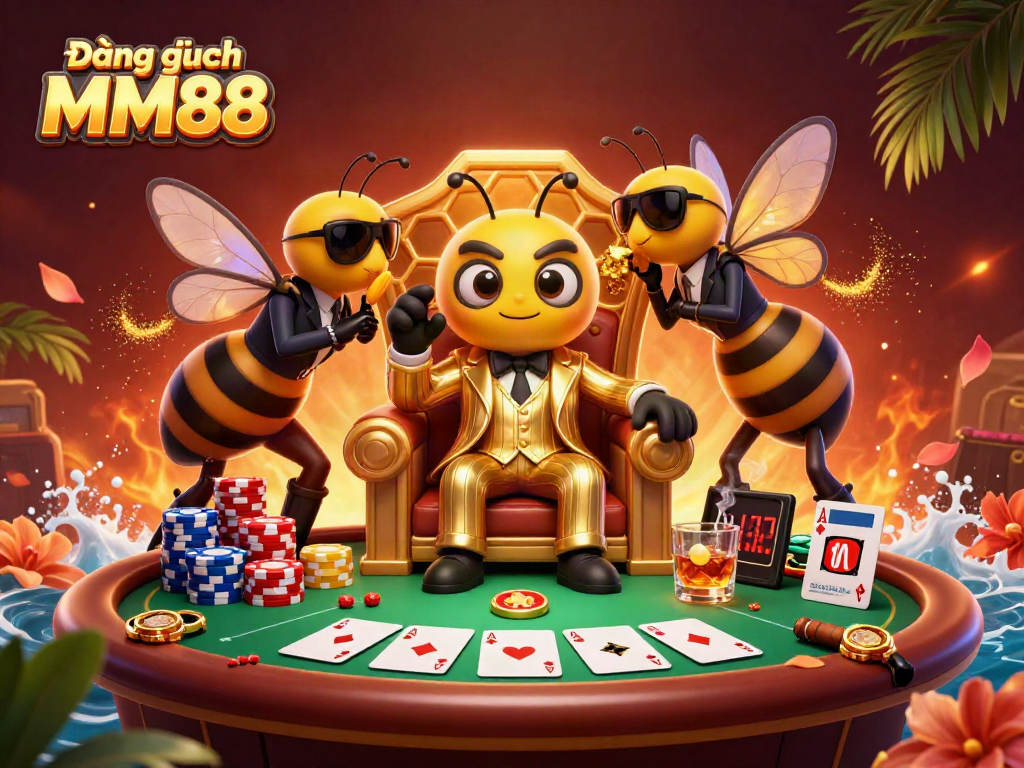 Engage in exciting games and strategies with Đăng nhập MM88, featuring casino elements and a dynamic scene.