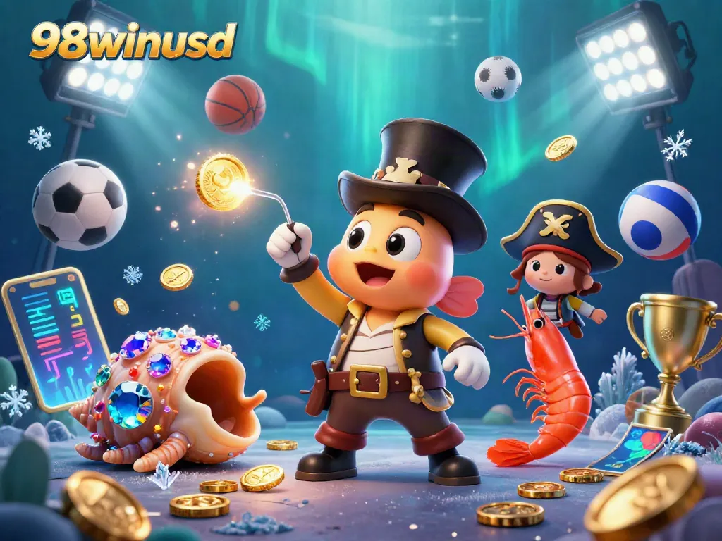 Engage with 98winusd as the anglerfish attracts golden coins in a vibrant underwater scene.