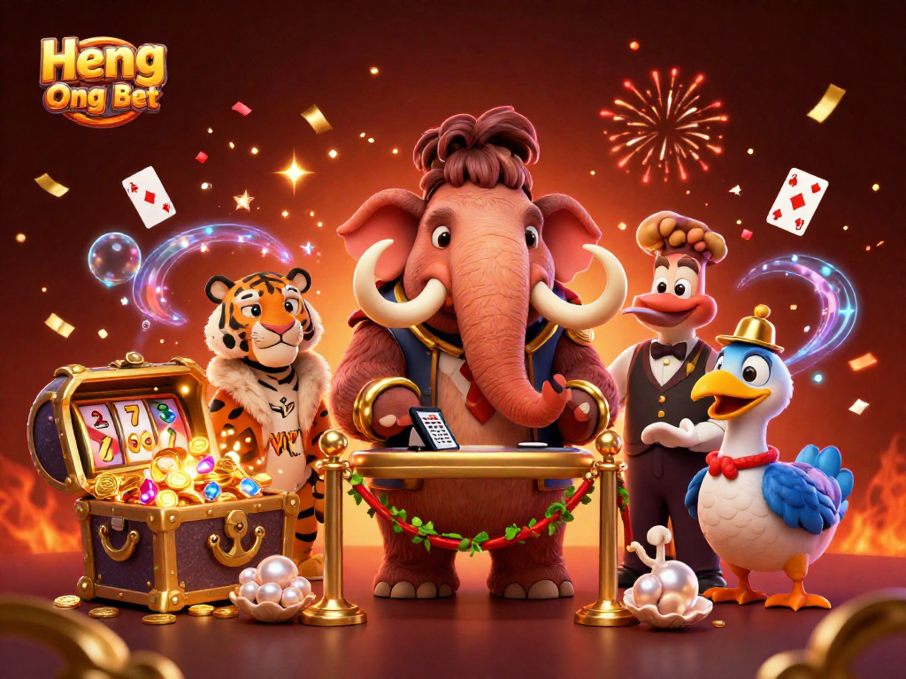 Experience the vibrant world of Heng Ong Bet with unique characters and dynamic casino elements.