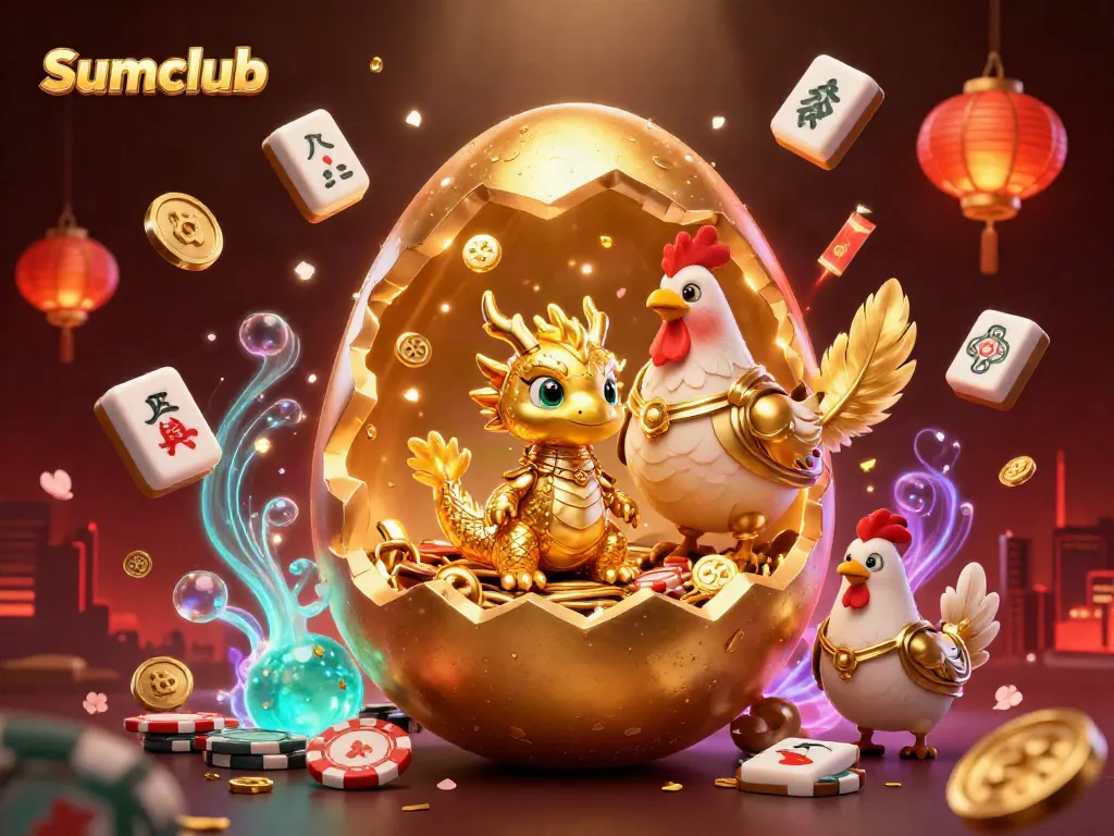 Engage in Sumclub's vibrant casino experience with golden dragon and poker chips