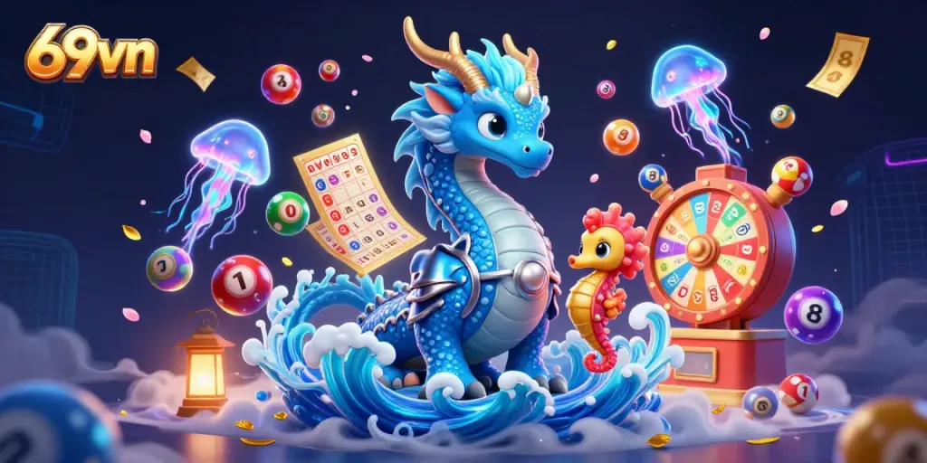 Engage in exciting jackpot adventures with 69vn's vibrant characters and dynamic lottery elements!