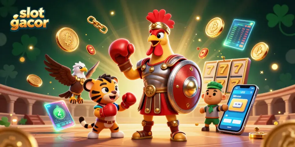 Win big at slot gacor with dynamic gameplay illustrated in a vibrant 3D scene featuring engaging symbols.