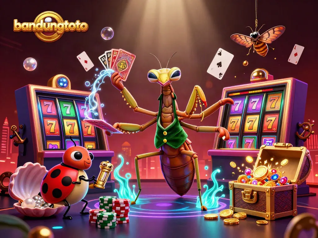 Engage in thrilling gameplay at bandungtoto with vibrant casino characters and slot elements bursting with excitement.