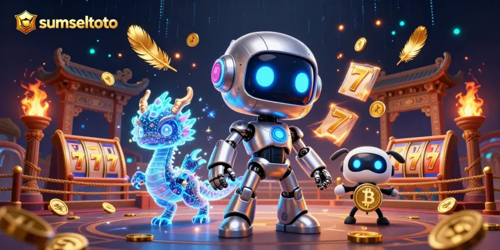 Experience thrilling wins with sumseltoto in a vibrant 3D casino scene featuring animated heroes.