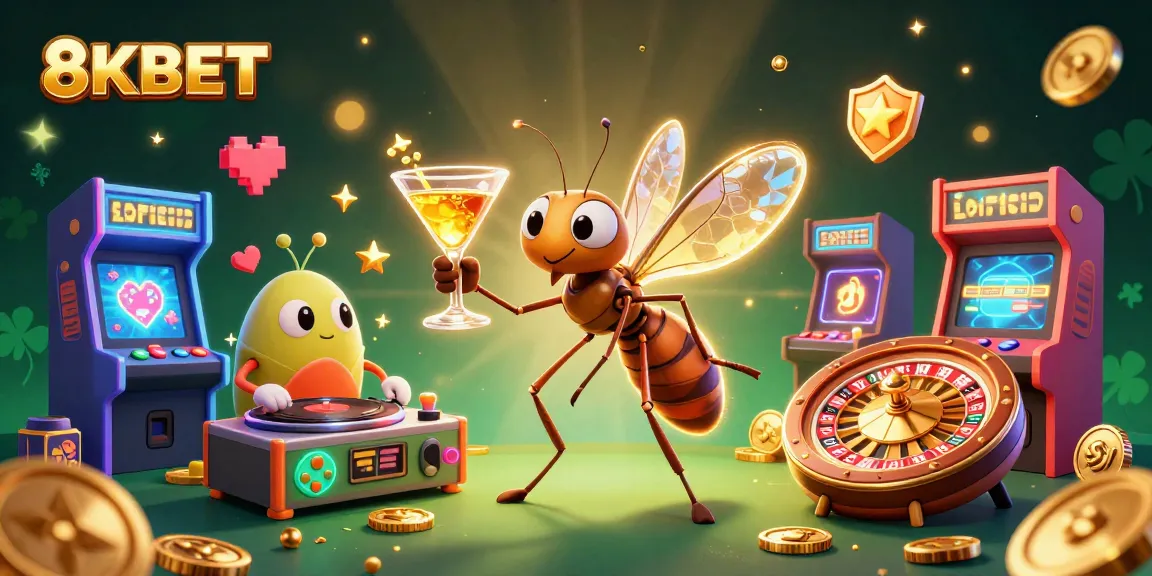 Engage in thrilling games at 8KBET featuring vibrant casino elements and colorful characters.