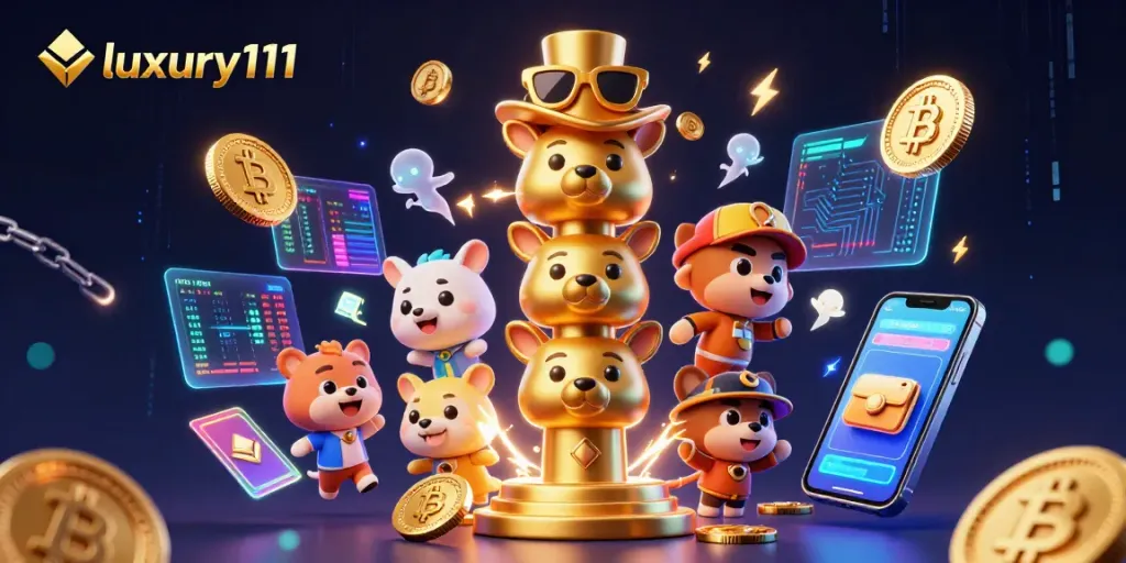 Experience the thrill of gaming with luxury111's interactive 3D casino illustration showcasing vibrant elements.