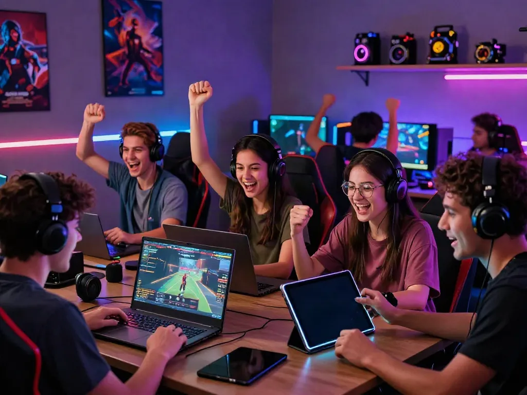 Engaged gamers experiencing the excitement of online gaming at batman138 in a lively setting.