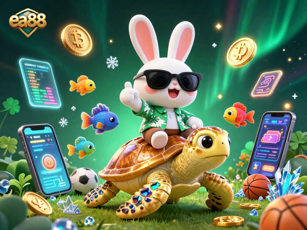 Bet on winning strategies at ea88 with a dynamic scene featuring lucky symbols and neon gaming elements.