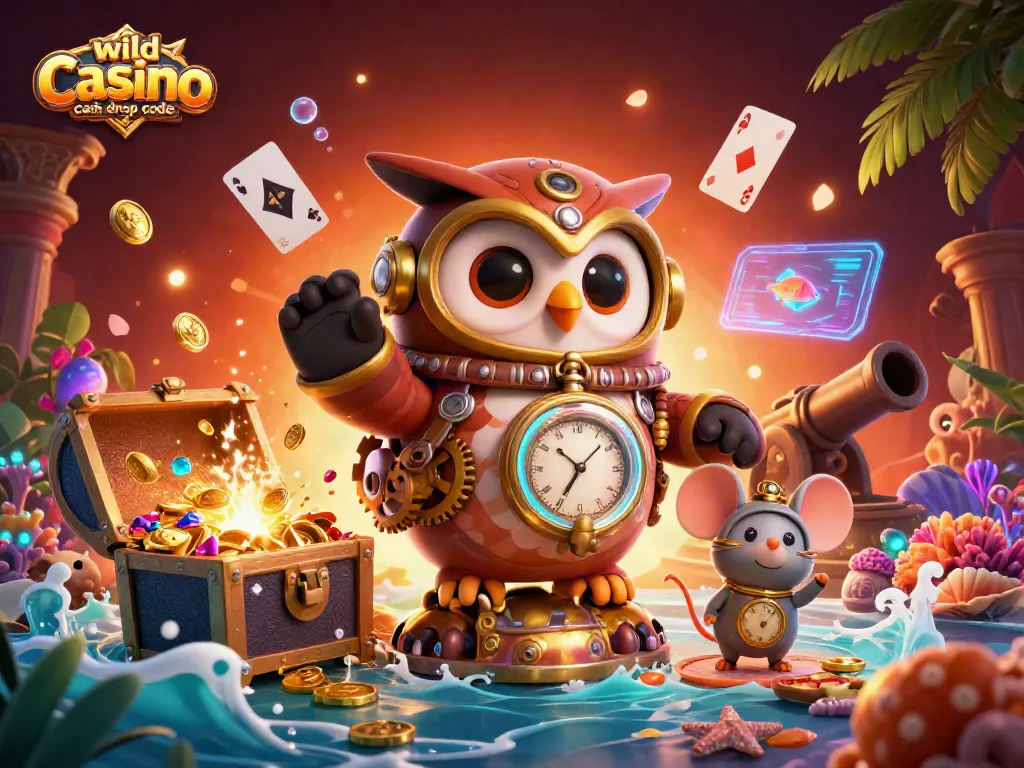Engage with the wild casino cash drop code in an animated 3D casino world packed with vibrant colors and dynamic elements.