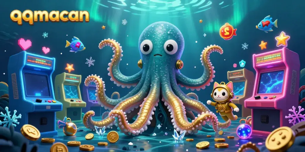 Enjoy thrilling adventures with qqmacan, where a kraken and diving cat meet a vibrant gaming world.