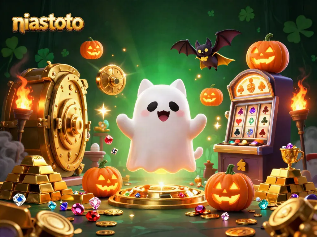 Engage with niastoto's gaming thrills in a vibrant haunted casino scene.