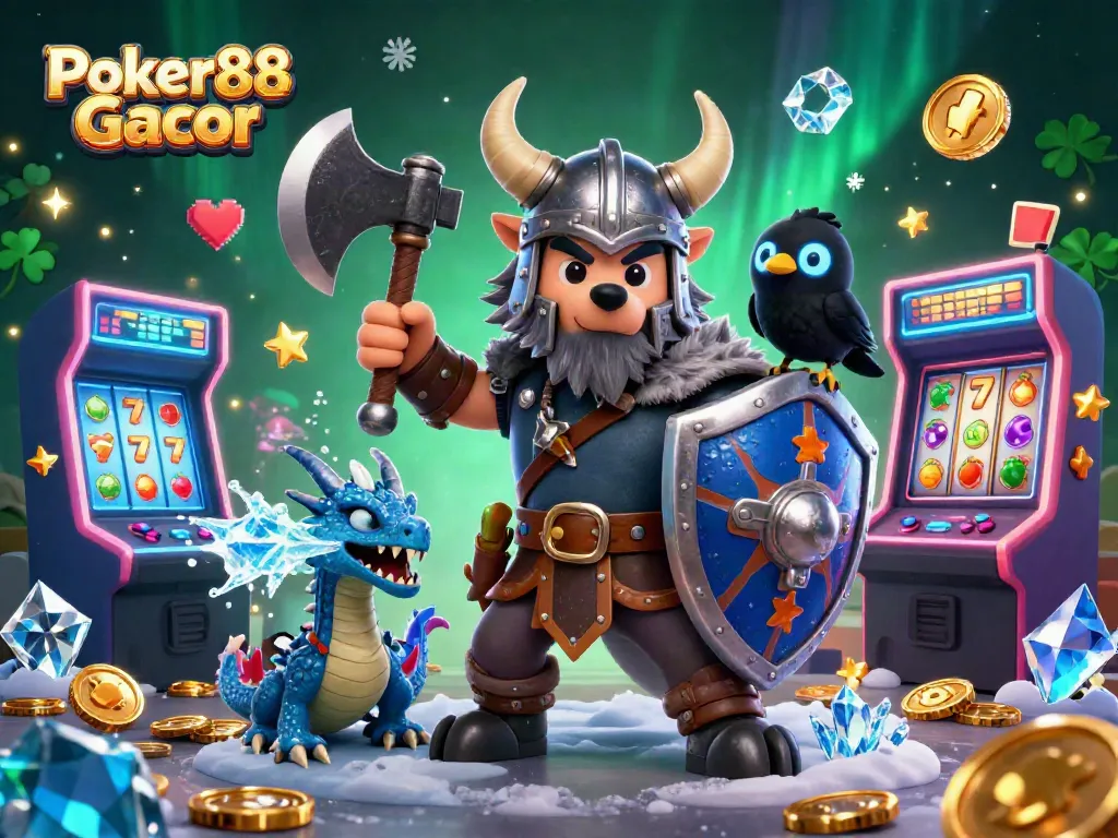 Experience thrilling gameplay at Poker88 Gacor with vibrant 3D casino art showcasing action-packed gaming elements.