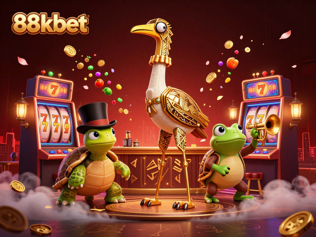 Experience thrilling gameplay at 88kbet with vibrant slot machines and engaging characters in an exciting casino scene.