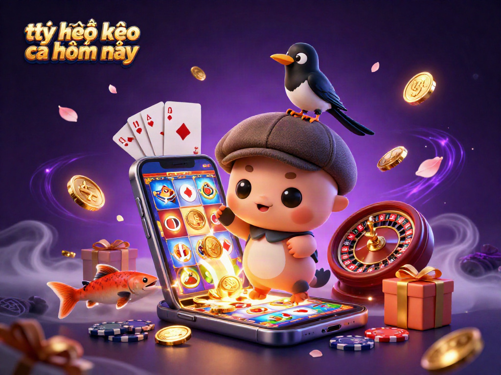 Experience the thrill of tỷ lệ kèo nhà cái hôm nay in a vibrant 3D casino scene with animated characters.