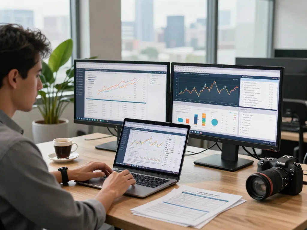 Investor memeriksa portofolio di aplikasi ajo88 untuk investasi properti komersial.