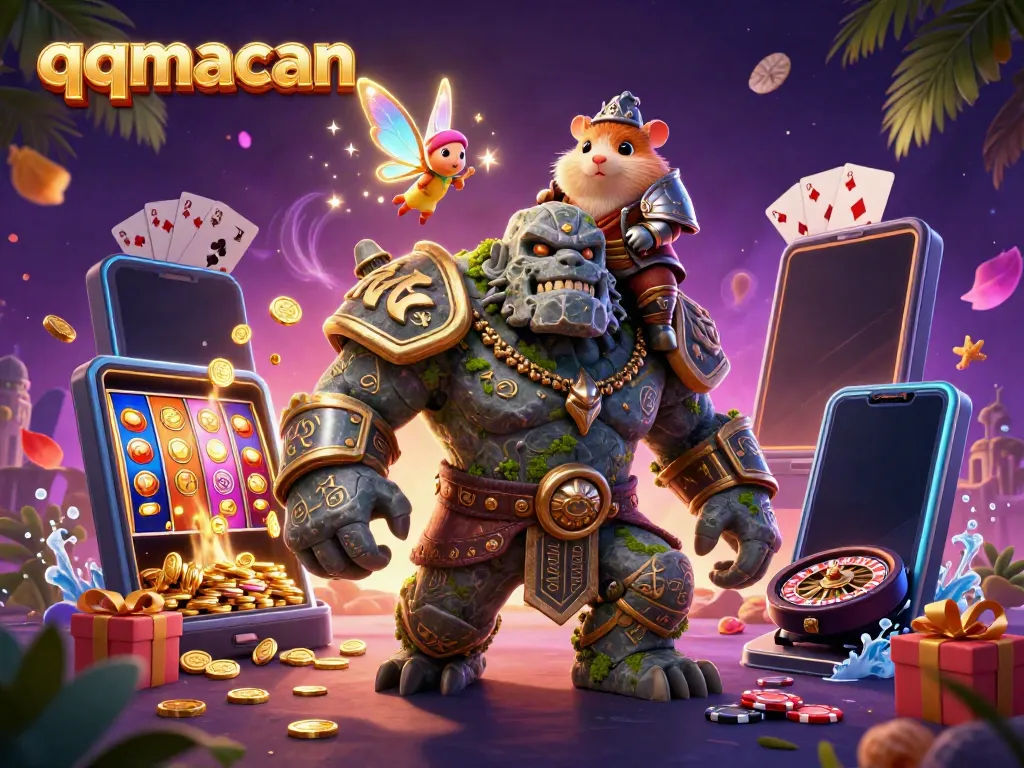 Engage with qqmacan games as a golem guardian awakens, casting magic and treasures.