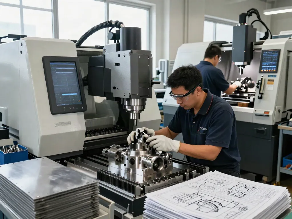 Leading aerospace CNC parts manufacturers at work in a modern machining workshop.