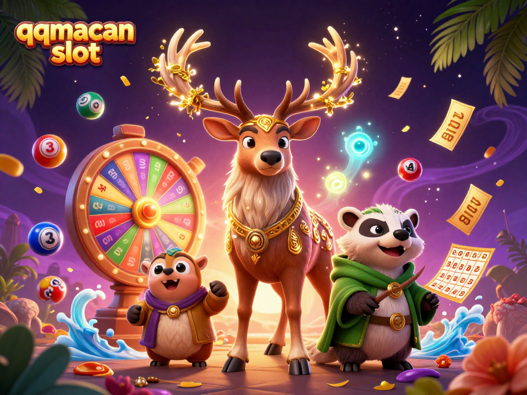Engage with the qqmacan slot featuring a Celtic druid stag and a wise badger amidst lottery excitement.
