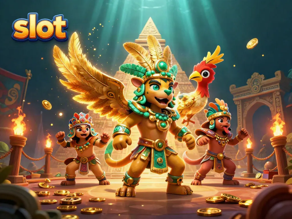 Slot mesin dengan karakter priyayi jaguar dan burung quetzal menampilkan suasana kasino yang meriah di bawah laut.