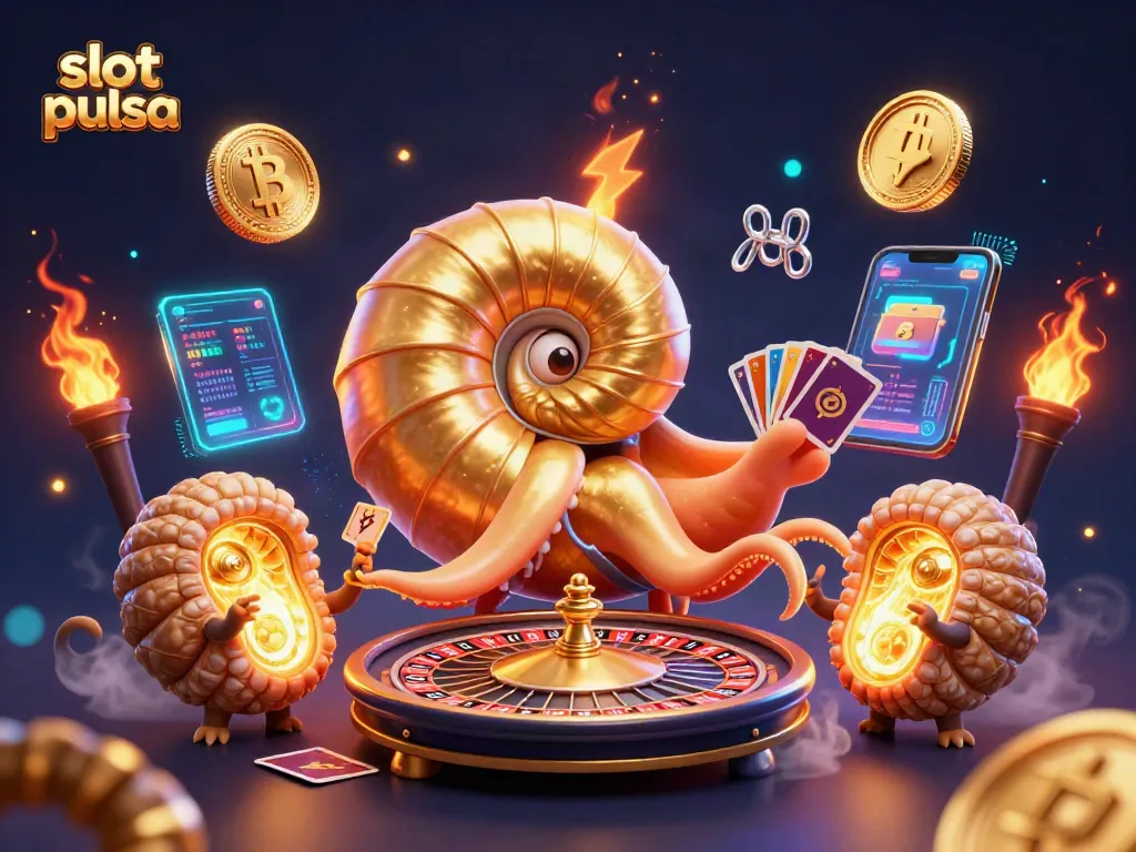 Experience thrilling slot pulsa gameplay with a vibrant 3D artistic scene showcasing cartoon characters.