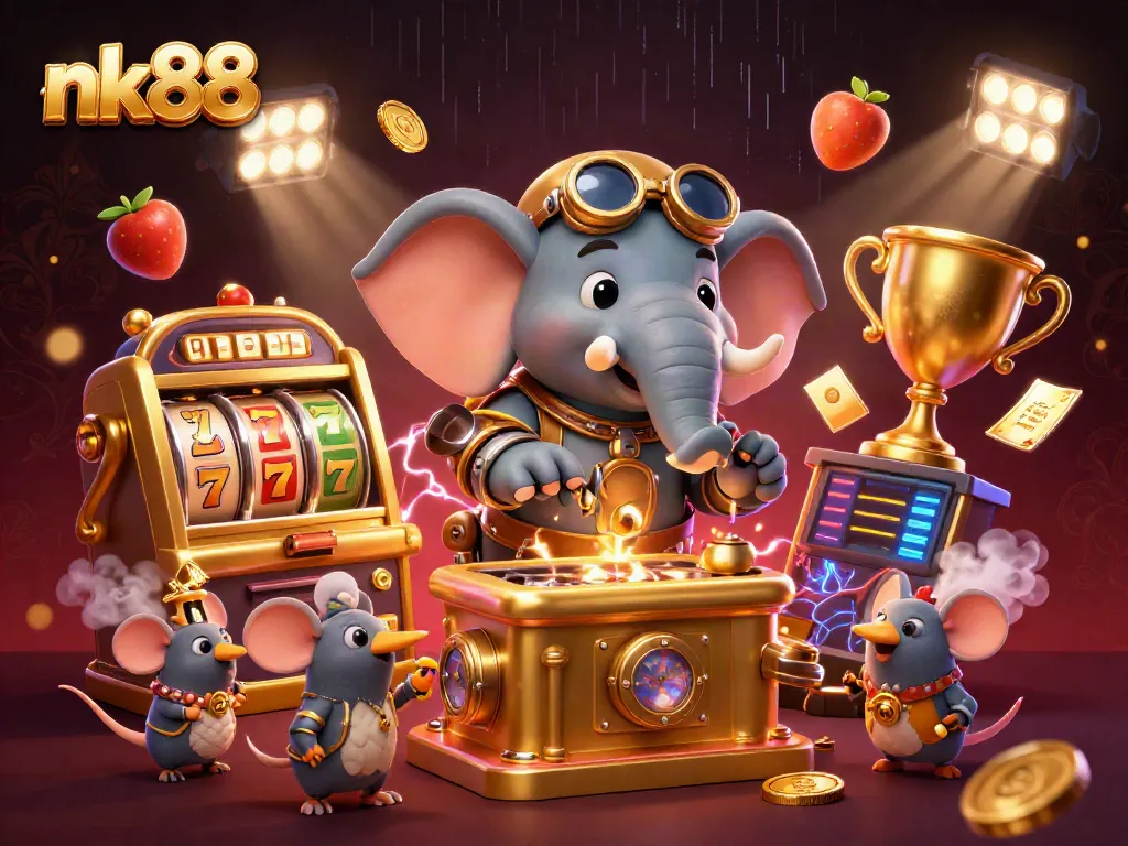 Experience the excitement of nk88 with vibrant casino elements and characters in a dynamic gambling scene.