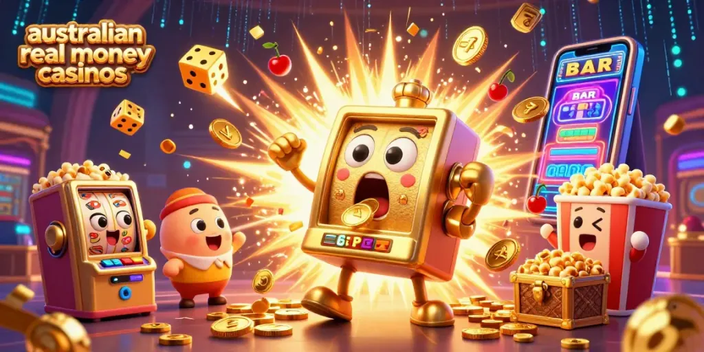 Experience excitement with australian real money casinos and vibrant slot games celebrating wins.