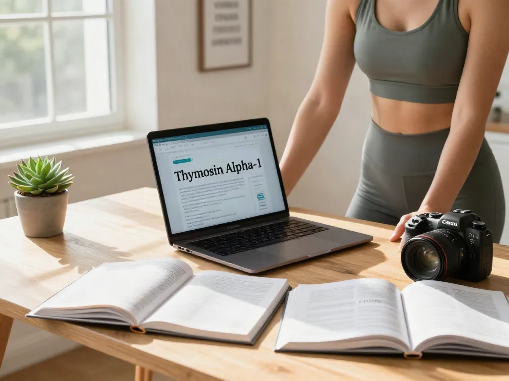 Buy Thymosin Alpha 1 while researching wellness in a bright home office.