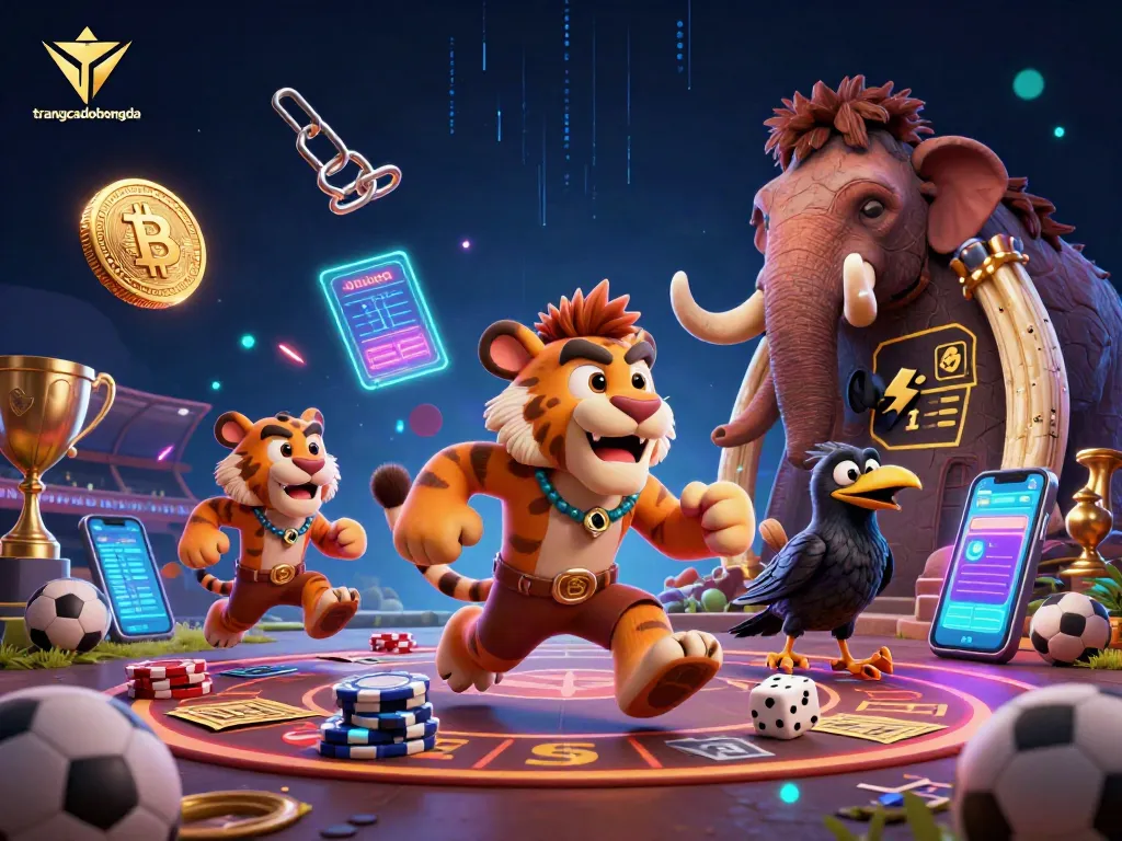 Experience thrilling sports betting at trangcadobongda with vibrant caveman casino illustration.