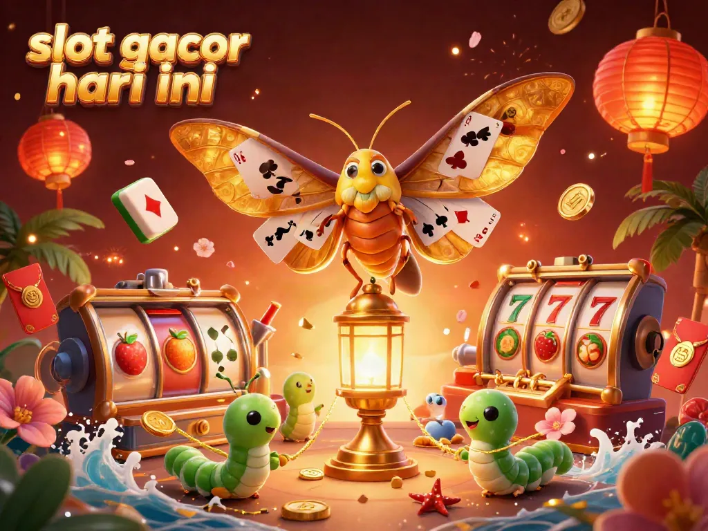 Experience the excitement of slot gacor hari ini with vibrant casino-themed illustrations featuring dynamic game elements.