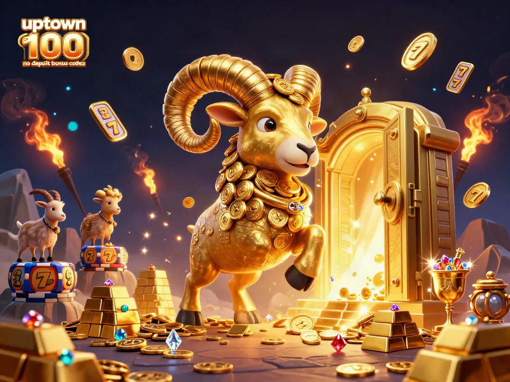 Engage with uptown aces casino 100 no deposit bonus codes in a vibrant 3D casino scene featuring golden elements and action.