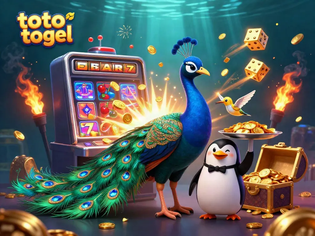 Experience the thrill of toto togel with vibrant 3D characters amidst jackpots and casino excitement.