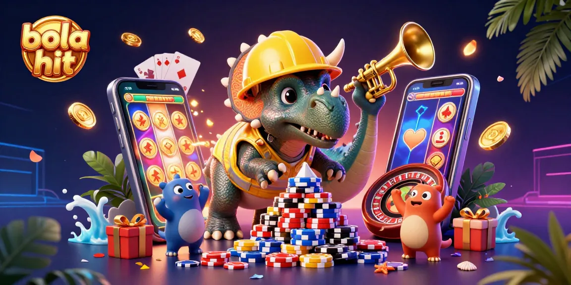 Bola hit dan permainan menarik dalam ilustrasi kartun 3D yang kaya warna dan detail