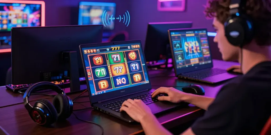 Engaging slot777 online gaming experience with colorful graphics and cozy setup.
