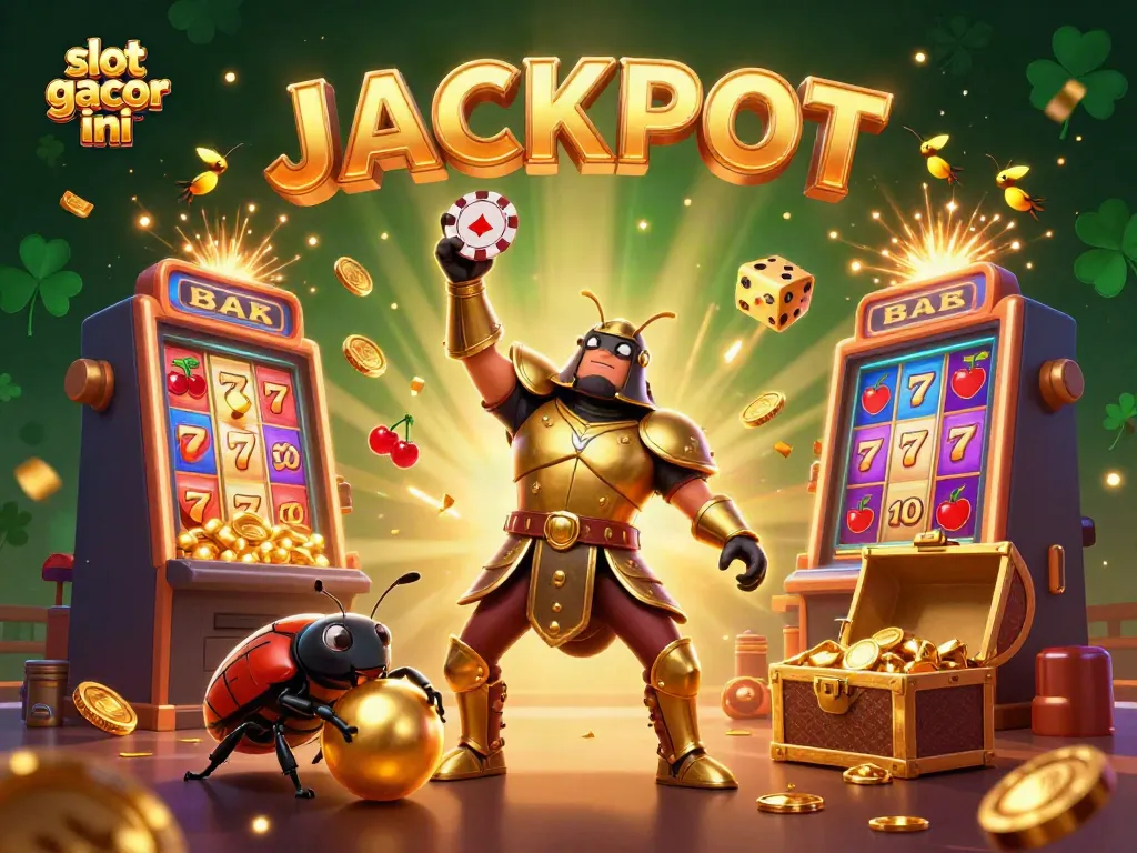 Win big with slot gacor malma ini as cartoon characters celebrate a casino jackpot explosion.